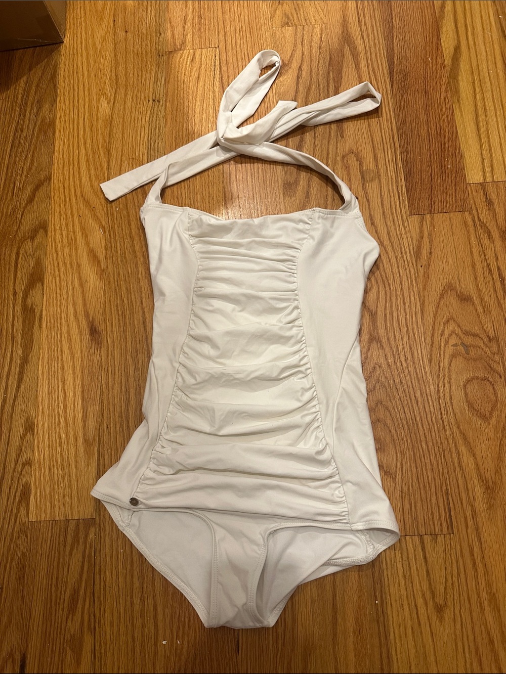 KORE Swim White Ruched One-Piece Swimsuit Pinup Retro Made in California